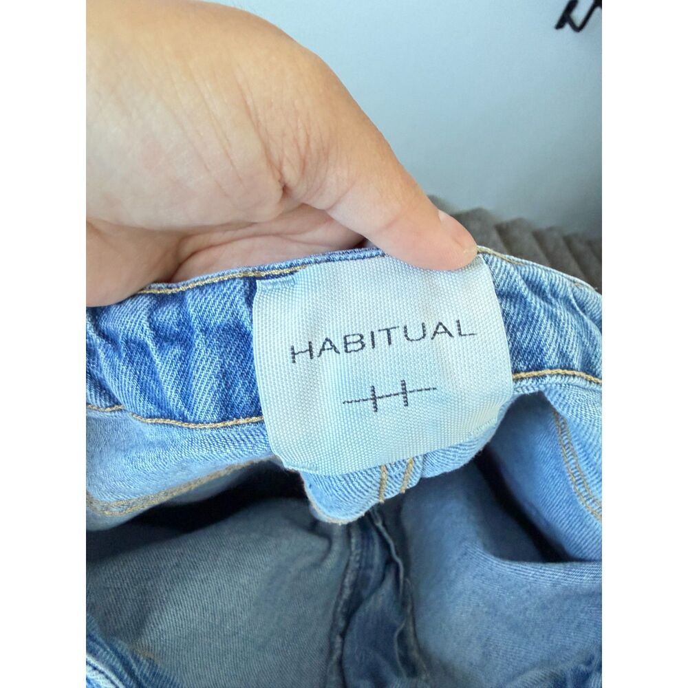 Habitual Denim Braided Waist Wide Leg Crop Jeans Medium Wash